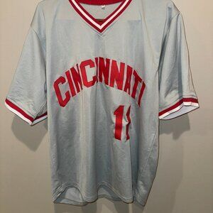 Autographed/Signed Barry Larkin Cincinnati Grey Baseball Jersey XL